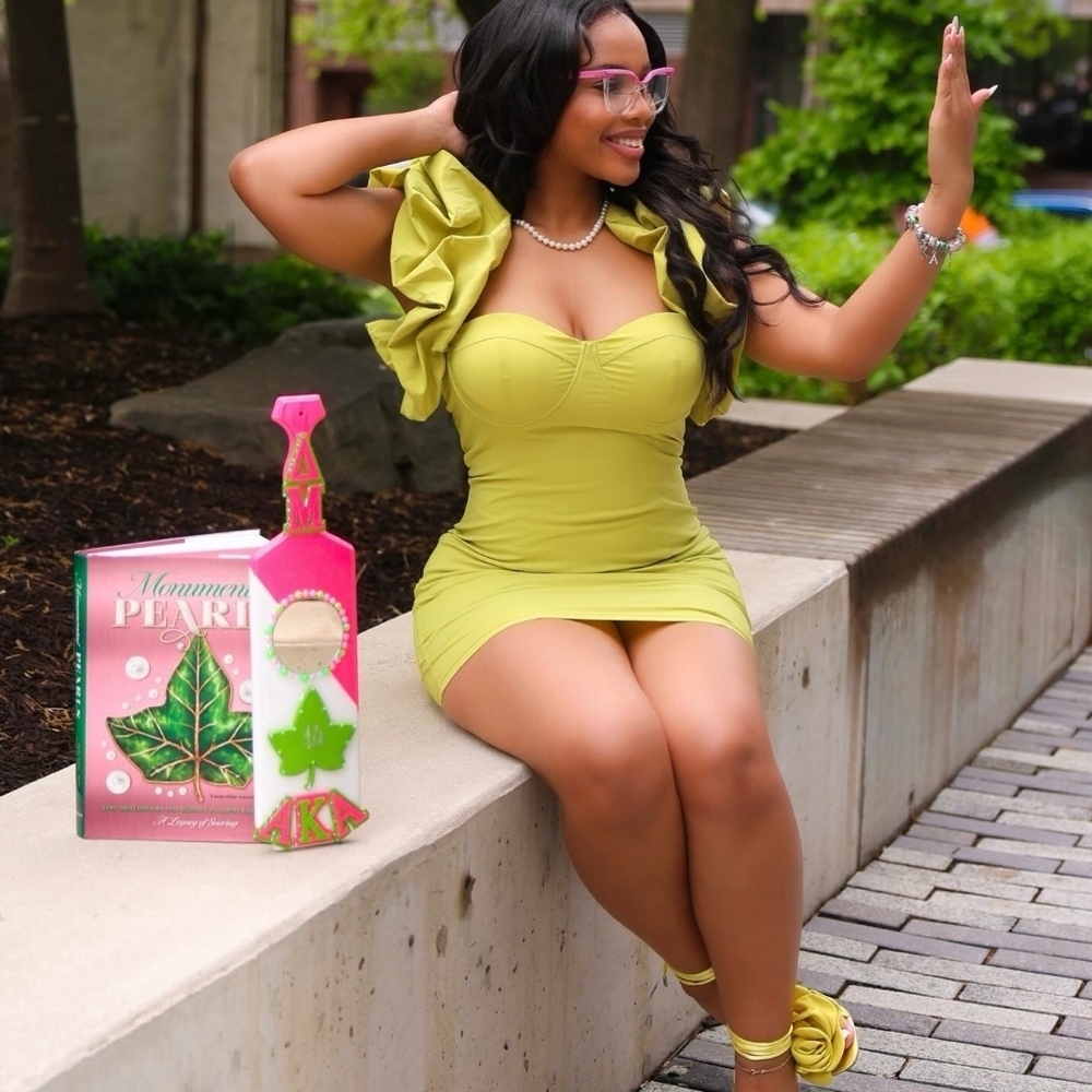 Chic Ruffle Mini Dress - Lime - Picture 2 of 4